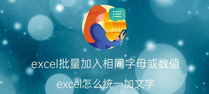 excel批量加入相同字母或数值 excel怎么统一加文字？